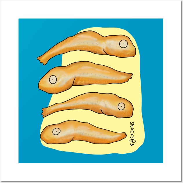 Four little deep fried anchovy Wall Art by Snacks At 3